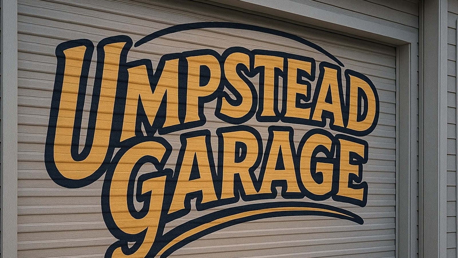Umpstead Garage lettering on the garage door